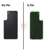 Samsung Galaxy S22 Plus Siyah Renk Arka Kapak Arka Cam Batarya Kapağı Pil Kapağı Lazer Kesim Back Cover Galaxy S22 Plus Uyumlu