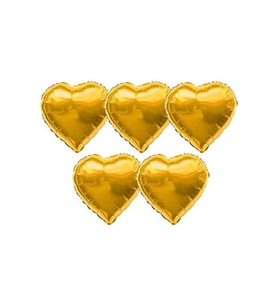 Kalp Folyo Balon 5 Adet 40 Cm 16"inç Gold Renk