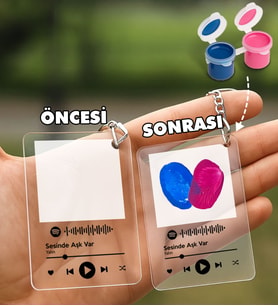BK Gift Kişiye Özel Parmak İzi Spotify Şarkılı Pleksi Anahtarlık Seti(2 Adet), Sevgiliye - Doğum Günü Hediyesi