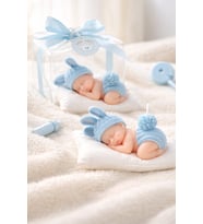 2 Adet Gerçekçi Ayrıntılara Sahip Mini Yenidoğan Bebek Mum Anneler Günü Hediyesi Annelere Özel (Bebe Mavisi)