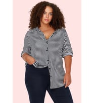 Kadın Oversize Çizgili Gömlek Uzun Kollu Dokuma Kumaş Günlük Kullanım Yaz Aylarının Vazgeçilmezi