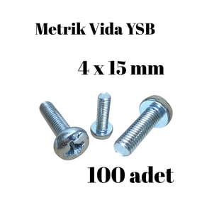 Metrik Vida YSB 4X15  100 Adet Yıldız Silindir Başlı Vida