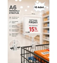 10 Adet - A6 Fiyatlık Mandallı Etiketlik Sepet Raf Askılık Fiyat Etiketi Çerçeveli Market Mağaza Şeffaf