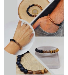Zeytin Ağacı & Oniks Taşı 8mm Unisex Tasarım Bileklik Hawaii Model (5117)
