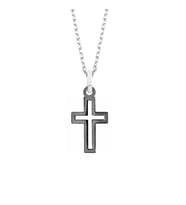 Gümüş Siyah Renkli Erkek Cross Kolye