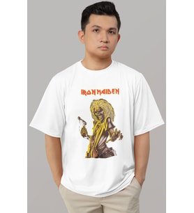 Tasarım Iron Maiden Rock Metal Müzik Grubu Baskılı Unisex Oversize Tişört