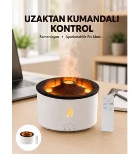Alev Efektli Buhar Makinesi – Aromaterapi Nemlendirme ve Işık Modlu Tasarım Yeni Nesil