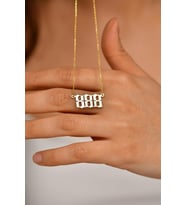 Gold 888 Melek Sayısı Gümüş Denge Kolyesi
