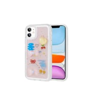 Apple iPhone 11 Uyumlu Kılıf Kabartma Figürlü Parlak Zore Minimini Silikon Kapak (Pembe)