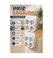 4 Çıkışlı Kablosuz Duvar Tipi Priz Çoğaltıcı – 2 Adet Set