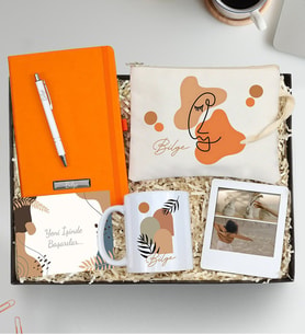 Kişiye Özel Defter & El Çantası & Kalem & Kupa & Çerçeve Hediye Seti