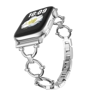 Apple Watch Ultra 49mm Uyumlu Kordon Metal Paslanmaz Halka Tasarımlı KRD-56 Kayış (Gümüş)