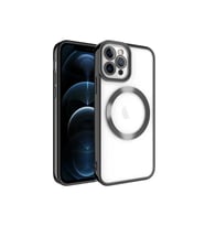 Apple iPhone 11 Pro Max Uyumlu Kılıf M-safe Wireless Şarj Özellikli Zore Setro Silikon (Siyah)