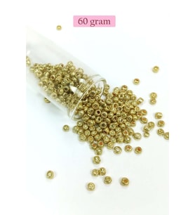 Dökme Cam Kum Boncuk Büyük Boy (6/0) 4 mm - 60 Gram - Altın - BNC129