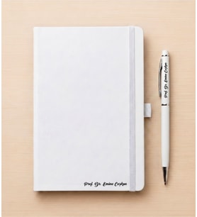 Kişiye Özel a5 Lastikli Defter & Metal Kalem (Beyaz)