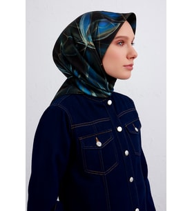 Armine Tivil Saf İpek Eşarp 9406 - 35 Yeşil Karışık Desen