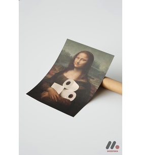Mona Lisa Mizah Parodisi, Çerçevesiz Yüksek Kalite Duvar Afişi - Modern Ev Dekorasyonu