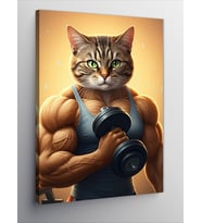 Kanvas Tablo Kaslı Sporcu Kedi