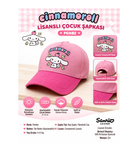 Cinnamoroll Lisanslı Çocuk Şapkası Pembe