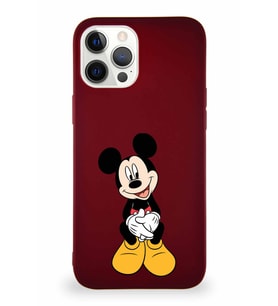 Apple iPhone 12 Pro Max Soft Premier Kapak Mickey Mouse-A Tasarımlı Silikon Kılıf - Mürdüm (Şeffaf)