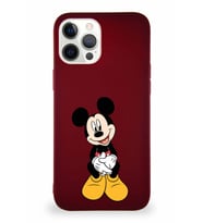 Apple iPhone 12 Pro Max Soft Premier Kapak Mickey Mouse-A Tasarımlı Silikon Kılıf - Mürdüm (Şeffaf)
