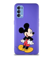 Oppo Reno 4 Soft Premier Kapak Mickey Mouse-D Tasarımlı Silikon Kılıf - Mor (Şeffaf)