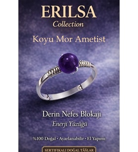 Sertifikalı Derin Nefes Blokajı Yüzüğü – Koyu Mor Ametist Ayarlanabilir İnce Kasa Balık Kova Yengeç (Çok Renkli)