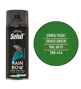 Selsil Rainbow Akrilik Sprey Boya ÇİMEN YEŞİLİ 400 ml. - RAL6010