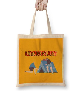 funny Travel gift design lover-Trippin Wanderlust Journey Adventurer Vacation Bez Çanta Uzun Saplı