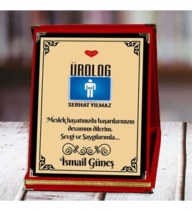 Ürolog Baskılı Plaket (1. Tasarım)  Kişiye Özel (Kırmızı)