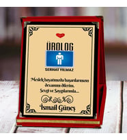 Ürolog Baskılı Plaket (1. Tasarım)  Kişiye Özel (Kırmızı)
