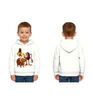 Unisex Brainrot Baskılı Çocuk Swaetshirt Kapüşonlu 3 İplik Şardonlu (Beyaz)