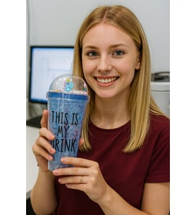 Sevimli Renkli Boncuklu Çılgın This İs My Drink Tasarım Pipetli İçecek Bardağı Suluk Lacivert 2742 (Çok Renkli)