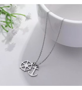 Kişiye Özel 925 Ayar Gümüş Dümen Çapa Kolye (Gümüş)