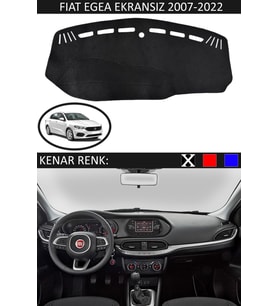 Fiat Egea Ekransız 2007-2022 Için Uygun Torpido Koruma Halısı Siyah Kenar Renk Siyah