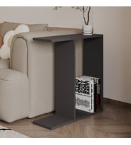 Lotus Modern Yan Sehpa – Kitaplıklı ve Dekoratif Tasarım (Antrasit)