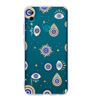 PrintiFy Huawei P Smart 2019 ile Uyumlu Nazar Boncuğu 5  Kamera Korumalı Şeffaf Silikon Kılıf