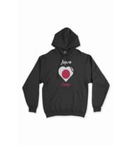 Osaka Japonya Bayraklı Kalpli Siyah Sweatshirt Hoodie