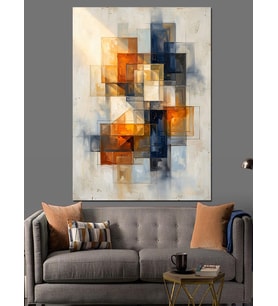 Geometrik Formlu Soyut Mimari Sanat Dekoratif Kanvas - Mdf Ahşap Tablo