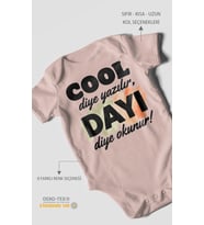 Cool diye yazılır dayı diye okunur Kısa Kollu Bebek Body %100 Pamuk