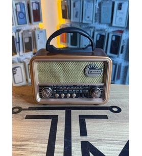Retro Metal Tasarım Radyo Bluetooth FM AM SW USB TF Kart Girişli Speaker (Koyu Kahverengi)