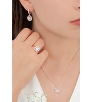 AgaKulche Oval Tasarım Gümüş Takı Seti Rose S102-RB (925)