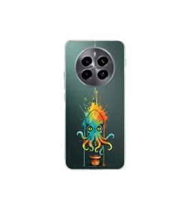 Realme 12 4G ile uyumlu Splash ahtapot tasarımlı şeffaf silikon kılıf