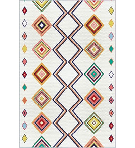 Eliana Home Baskılı, Yıkanabilir Kaymaz Taban Salon Halısı LNA1730 100x150 cm (Beyaz)