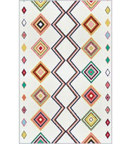 Eliana Home Baskılı, Yıkanabilir Kaymaz Taban Salon Halısı LNA1730 100x150 cm (Beyaz)