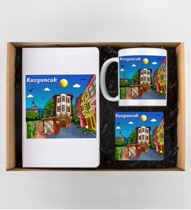 Kuzguncuk Tasarımlı Defter,Kupa Ve Bardak Altlığı Seti