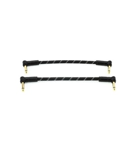 Fender 0990820087 Deluxe 2-Pack L/L Uçlu Siyah Tweed Yama Kablosu (15cm) Pedalboard İçin 2'li Paket Açılı Jaklar ve Dayanıklı Tweed Örgü