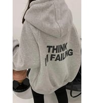 Unisex Thınk I'm Failing Baskılı Sweatshirt (Gri)