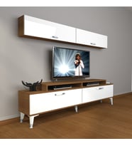 Decoraktiv Ekoflex 5 Slm Silver Tv Ünitesi Tv Sehpası - Ceviz Beyaz (Beyaz - Kahverengi)