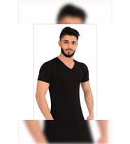 LİKRALI YARIM KOL KAPALI V YAKA ATLET (Siyah)
